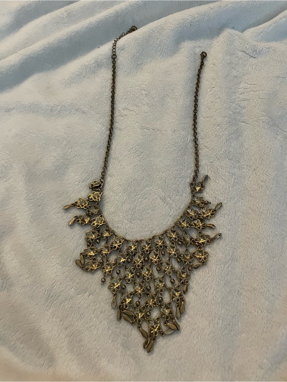Vintage Statement Bib Necklace in Antique Gold - Women's Fashion Jewelry